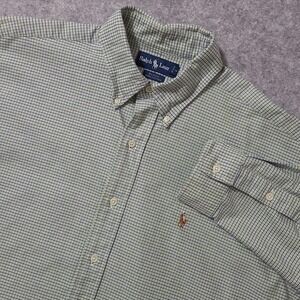 Ralph Lauren Blake Button Down‎ Mens L Green Purple Micro Check Cotton Shirt